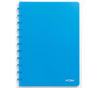 Atoma - Cahier A4 à Anneaux - Quadrillé 5x5mm avec Marge - 72 Feuilles Détachables (144 Pages) - Couverture en Polypropylène Recyclable - Turquoise Transparent