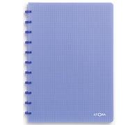 Atoma - Cahier A4 à Anneaux - Quadrillé 5x5mm avec Marge - 72 Feuilles Détachables (144 Pages) - Couverture en Polypropylène Recyclable - Bleu Transparent