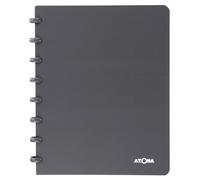 Atoma - Cahier A5 à Anneaux - 72 Feuilles Détachables (144 Pages) avec Marge - Couverture en Polypropylène Recyclable (Gris - Ligné 8mm)