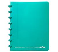 Atoma - Cahier A5 à Anneaux - 72 Feuilles Détachables (144 Pages) avec Marge - Couverture en Polypropylène Recyclable (Turquoise - Ligné (8mm))