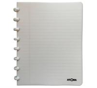 Atoma - Cahier A5 à Anneaux - 72 Feuilles Détachables (144 Pages) avec Marge - Couverture en Polypropylène Recyclable (Blanc - Ligné 8mm)