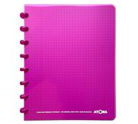 Atoma - Cahier A5 à Anneaux - 72 Feuilles Détachables (144 Pages) avec Marge - Couverture en Polypropylène Recyclable (Pourpre - Quadrillé (5x5mm))