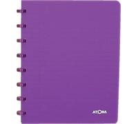 Atoma - Cahier A5 à Anneaux - Quadrillé 5x5mm avec Marge - 72 Feuilles Détachables (144 Pages) - Couverture en Polypropylène Recyclable - Mauve Transparent 4.1357