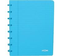 Atoma - Cahier A5 à Anneaux - Quadrillé 5x5mm avec Marge - 72 Feuilles Détachables (144 Pages) - Couverture en Polypropylène Recyclable - Turquoise Transparent, (4.1357)