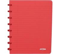 Atoma - Cahier A5 à Anneaux - Quadrillé 5x5mm avec Marge - 72 Feuilles Détachables (144 Pages) - Couverture en Polypropylène Recyclable - Rouge Transparent, (4.1357)
