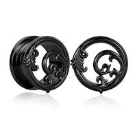 Atomhole Lot de 2 écarteurs d'oreille en acier inoxydable 316L hypoallergénique gothique pour oreilles étirées Bijoux de corps pour homme et femme, 12mm(1/2"), Métal, Pas de pierre précieuse
