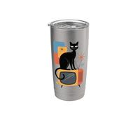 Atomic Age, Retro Cat, Vintage TV et Modern Mid-Century Gobelet isotherme en acier inoxydable double paroi