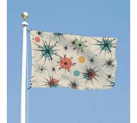 Atomic Drapeau à motif d'étoiles rétro 61 x 88,9 cm pour l'extérieur - Couleurs vives et résistant à la décoloration - Double couture - Bannière avec œillets métalliques