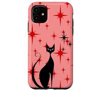 Atomic Era - Chat du milieu du siècle - Style rétro - Étoiles rouges - Rose Coque pour iPhone 11