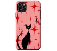 Atomic Era - Chat du milieu du siècle - Style rétro - Étoiles rouges - Rose Coque pour iPhone 11 Pro Max