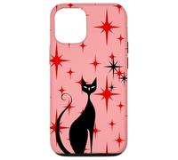 Atomic Era - Chat du milieu du siècle - Style rétro - Étoiles rouges - Rose Coque pour iPhone 12/12 Pro