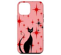 Atomic Era - Chat du milieu du siècle - Style rétro - Étoiles rouges - Rose Coque pour iPhone 12 mini