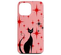 Atomic Era - Chat du milieu du siècle - Style rétro - Étoiles rouges - Rose Coque pour iPhone 13 Pro Max