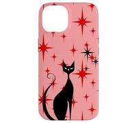 Atomic Era - Chat du milieu du siècle - Style rétro - Étoiles rouges - Rose Coque pour iPhone 14