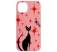 Atomic Era - Chat du milieu du siècle - Style rétro - Étoiles rouges - Rose Coque pour iPhone 14 Plus