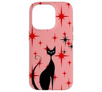 Atomic Era - Chat du milieu du siècle - Style rétro - Étoiles rouges - Rose Coque pour iPhone 14 Pro