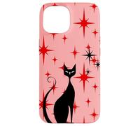 Atomic Era - Chat du milieu du siècle - Style rétro - Étoiles rouges - Rose Coque pour iPhone 15