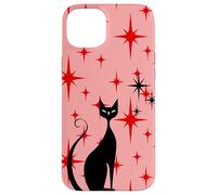 Atomic Era - Chat du milieu du siècle - Style rétro - Étoiles rouges - Rose Coque pour iPhone 15 Plus