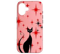 Atomic Era - Chat du milieu du siècle - Style rétro - Étoiles rouges - Rose Coque pour iPhone 16