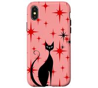 Atomic Era - Chat du milieu du siècle - Style rétro - Étoiles rouges - Rose Coque pour iPhone X/XS