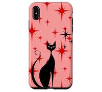 Atomic Era - Chat du milieu du siècle - Style rétro - Étoiles rouges - Rose Coque pour iPhone XS Max