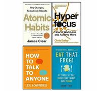 Atomic Habits, Hyperfocus, How to Talk to Anyone, Eat That Frog! 4 Books Collection Set