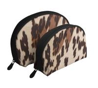 Atomic Lot de 2 trousses de maquillage en forme de coquillage avec étoiles rétro pour rangement de produits de beauté et cadeaux pour femmes et filles, Imprimé fourrure de vache., Taille unique