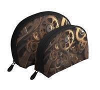 Atomic Lot de 2 trousses de maquillage en forme de coquillage avec étoiles rétro pour rangement de produits de beauté et cadeaux pour femmes et filles, Engrenages Steampunk., Taille unique, Trousse de