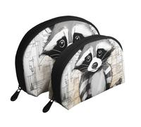 Atomic Lot de 2 trousses de maquillage en forme de coquillage avec étoiles rétro pour rangement de produits de beauté et cadeaux pour femmes et filles, Raton laveur mignon 2, Taille unique, Trousse de