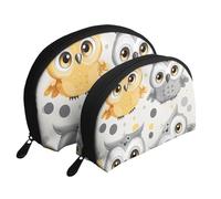 Atomic Lot de 2 trousses de maquillage en forme de coquillage avec étoiles rétro pour rangement de produits de beauté et cadeaux pour femmes et filles, Chouettes mignonnes, Taille unique, Trousse de