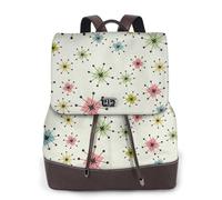 Atomic Sac à dos pour femme avec motif étoiles, imperméable, antivol, léger, en cuir PU et nylon, sac à dos d'école, sac à dos de voyage, Noir , Taille unique