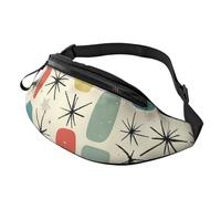 Atomic Sac banane avec sangle réglable pour homme et femme Motif étoiles rétro Pour randonnée, course à pied, voyage, cyclisme, Noir , Taille unique, Sac à dos décontracté