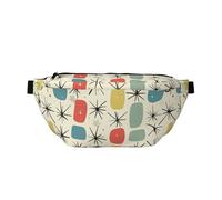 Atomic Sac banane léger avec motif imprimé étoiles rétro pour la marche, le cyclisme, la randonnée, les voyages, Noir , Taille unique, Sac à dos décontracté