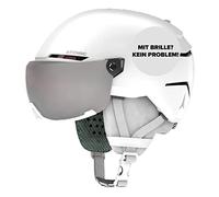 Atomic Savor Visor JR Casque De Ski Avec Visière, Blanc, Taille S, Enfant Et Adolescent, Absorption Maximale Des Chocs, Ventilation Active Aircon, Masque À Miroir Haut De Gamme, 51-55 cm