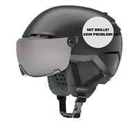 Atomic Savor Visor JR Casque De Ski avec Visière, Noir, Taille XS, Enfant Et Adolescent, Absorption Maximale des Chocs, Ventilation Active Aircon, Masque À Miroir Haut De Gamme
