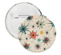 Atomic Stars Badge en fer blanc avec motif rétro - Broche ronde personnalisée - Convient pour les enseignants, les infirmières, les médecins, le personnel, les cadeaux de fête, 12 Pieces, Plastique