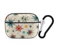 Atomic Stars Coque rigide en polycarbonate avec anneau porte-clés pour AirPods Pro 2e génération pour homme et femme - Facile à ouvrir - Style noir