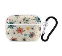 Atomic Stars Coque rigide en polycarbonate avec anneau porte-clés pour AirPods Pro 2e génération pour homme et femme - Facile à ouvrir - Style blanc