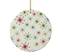 Atomic Stars Décoration de Noël en céramique à suspendre Motif rétro Décoration de Noël pour adultes