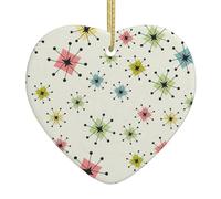 Atomic Stars Décorations de Noël à motif rétro pour sapin de Noël, souvenir en céramique en forme de cœur, décoration de Noël