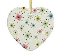 Atomic Stars Décorations de Noël à suspendre en céramique Motif rétro Cœur Décoration d'intérieur ou d'extérieur