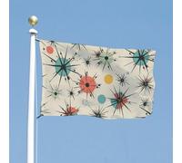 Atomic Stars Drapeau à motif rétro 88,9 x 150 cm pour l'extérieur des couleurs vives et résistant à la décoloration - Drapeau robuste à double couture pour décoration de jardin, maison et maison