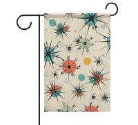 Atomic Stars Drapeau de jardin d'été double face 30,5 x 45,7 cm Drapeau de jardin printemps soleil Drapeaux de jardin saisonniers Décoration extérieure