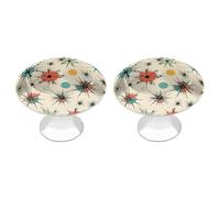 Atomic Stars Lot de 2 boutons de placard de cuisine en acier inoxydable à motif rétro pour commode, tiroir, salle de bain, porte de placard