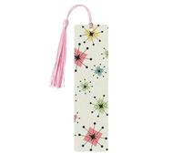 Atomic Stars Lot de 5 marque-pages rétro en bois avec pompons pour femme