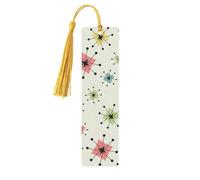 Atomic Stars Lot de 5 marque-pages rétro en bois avec pompons pour femme