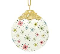 Atomic Stars Pendentif rond élégant en verre Motif étoiles rétro 8,3 cm Décoration de vacances pour cadeau et célébration