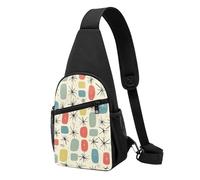 Atomic Stars Sac de poitrine imprimé rétro pour homme et femme Sac banane d'extérieur Sac banane Sac de poitrine Sac de randonnée Sac de sport, Noir , Taille unique, Sac à dos décontracté