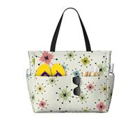 Atomic Stars Sac fourre-tout de plage à motif rétro réutilisable et léger pour la gym, le pique-nique, le camping