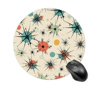 Atomic Stars Tapis de souris rond à motif rétro pour jeu vidéo, extra densité, portable, confortable, pour bureau, maison, bureau, 20 x 20 cm